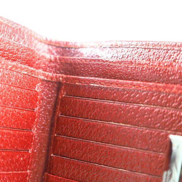 Gucci GG mono Flap Canvas/Leather Red Women Wallet Vintage - Picture 11 of 16